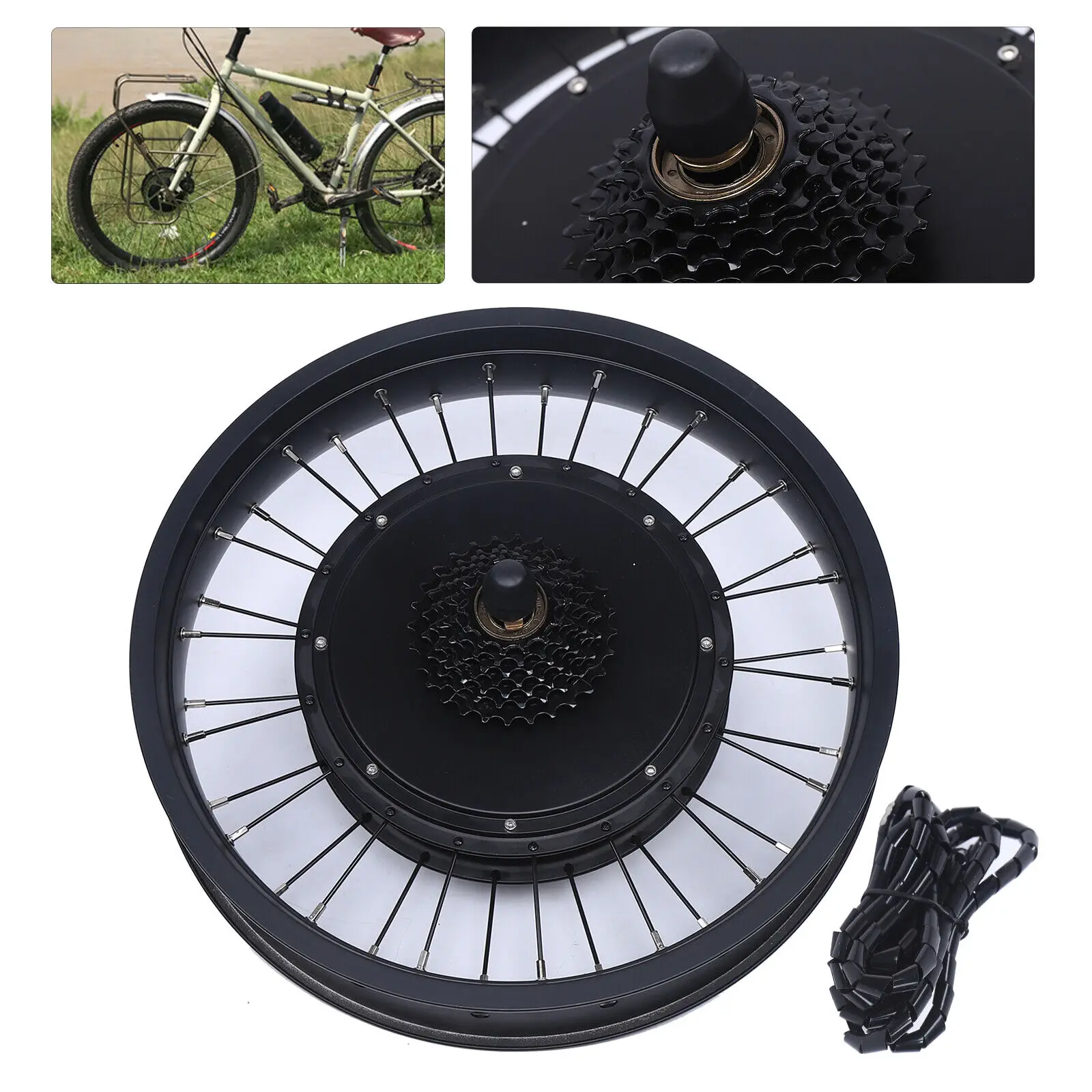 Ebike Motor Kit 48V 1000W Brushless Gearless Electric Bike Conversion Motor for 20'' Bike Frame