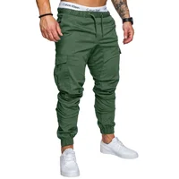 Multi-pocket Men's Cargo Sweatpants Solid Color Drawstring Harem Pants Outdoor Sports Streetwear 12 Colors Jogging Pencil Pants 4