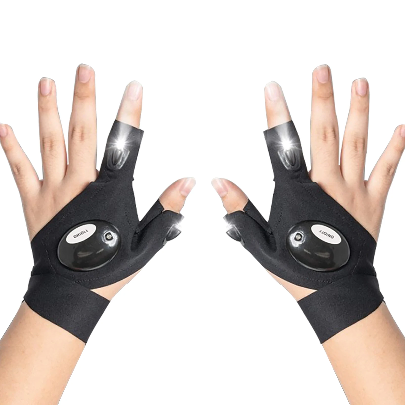 Fishing Gloves Night Light Waterproof Fishing Gloves with LED Flashlight Rescue Tools Outdoor Gear Cycling Practical Durable Fingerless Gloves