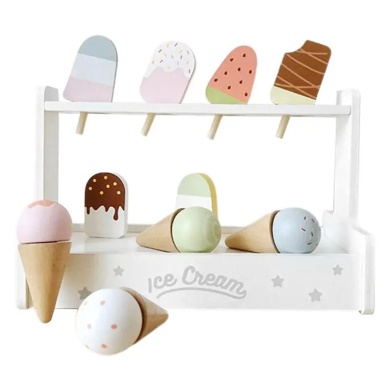 

Wooden Simulation Ice Cream Fake Cake Artificial Food Children Toys Wedding Party Bakery Dessert Play House Decoration Play Food