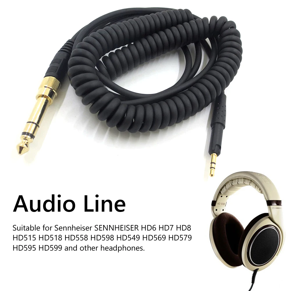 Replacement Headphone Spring Cable Headset Audio Cord for SENNHEISER HD6 HD7 HD8 HD515 HD518 HD558 HD598 HD549 HD569 HD579