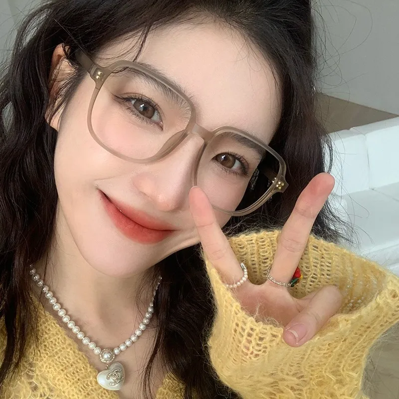 

Retro Big Frame Glasses Frame Girl Ins No Makeup Plain Glasses Men Eyewear Cute Decorative Computer Glasses