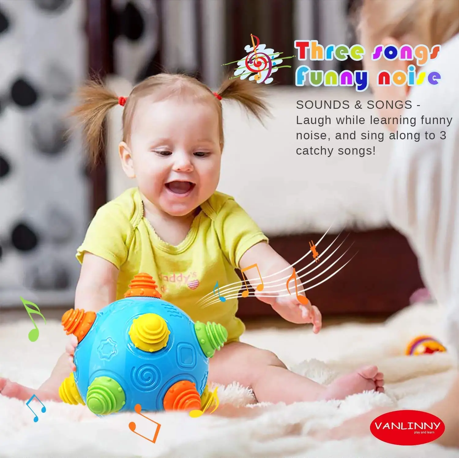 Baby Music Bouncing Ball Infant Crawling Tummy Time Toys Toddlers Bumble Dancing Ball Interactive Toy Educational Sensory Ball 4