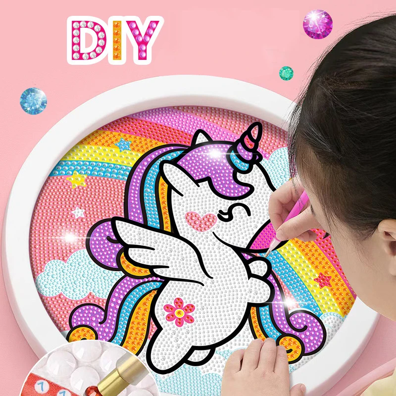 Diamond Painting Silicone Pipette Dropper Mosaic Craft Kit 5D DIY Diamonds Painting Cartoon Painting Unicorn Mermaid Mosaic Diamond Kits DIY Home Decoration Children Gift