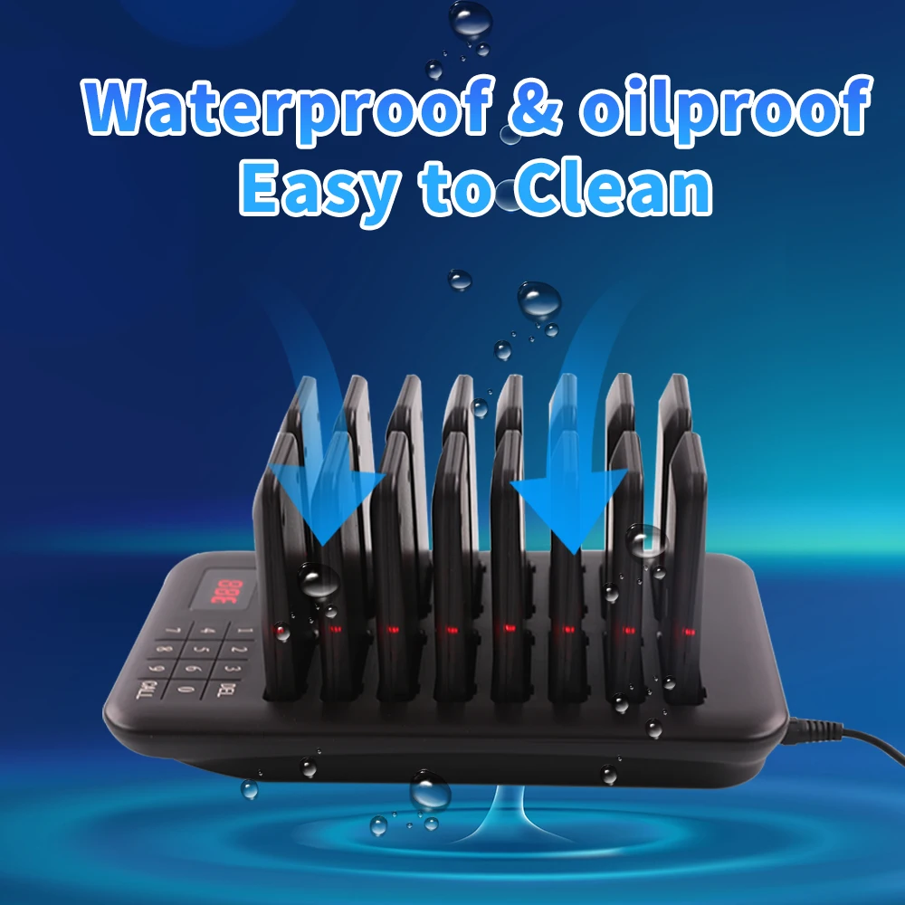 Description Picture 6 of itemWireless Restaurant Pager Queue Paging System 16 Beepers Customer Line Calling System for Cafe Coffee Dessert Shop Food Truck