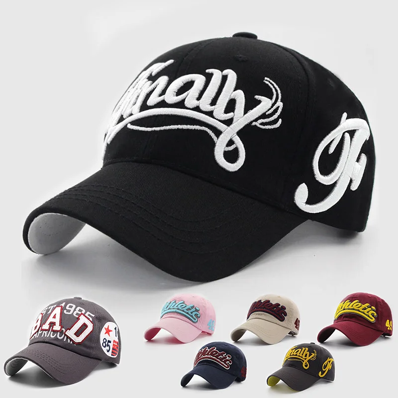 Große Brief Stickerei Baseball Kappe Männer Sommer Casual Frauen Mode Snapback Baumwolle Caps Visier Hip Hop Hut Herbst Einstellbar