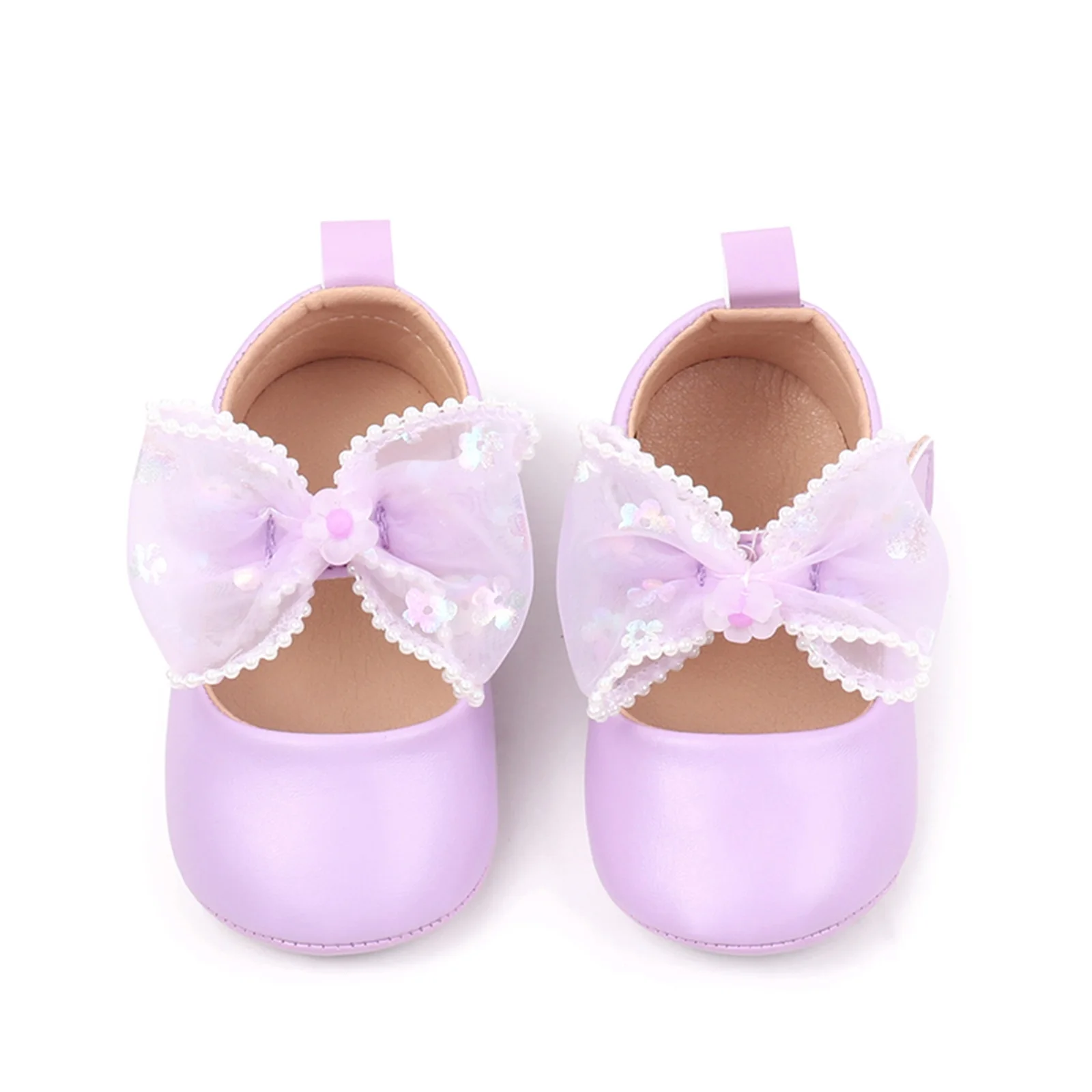 FOCUSNORM Baby Girls Mary Jane Shoes Princess Cute Bow Design Soft Non-Slip Infant Baby First Walking Shoes