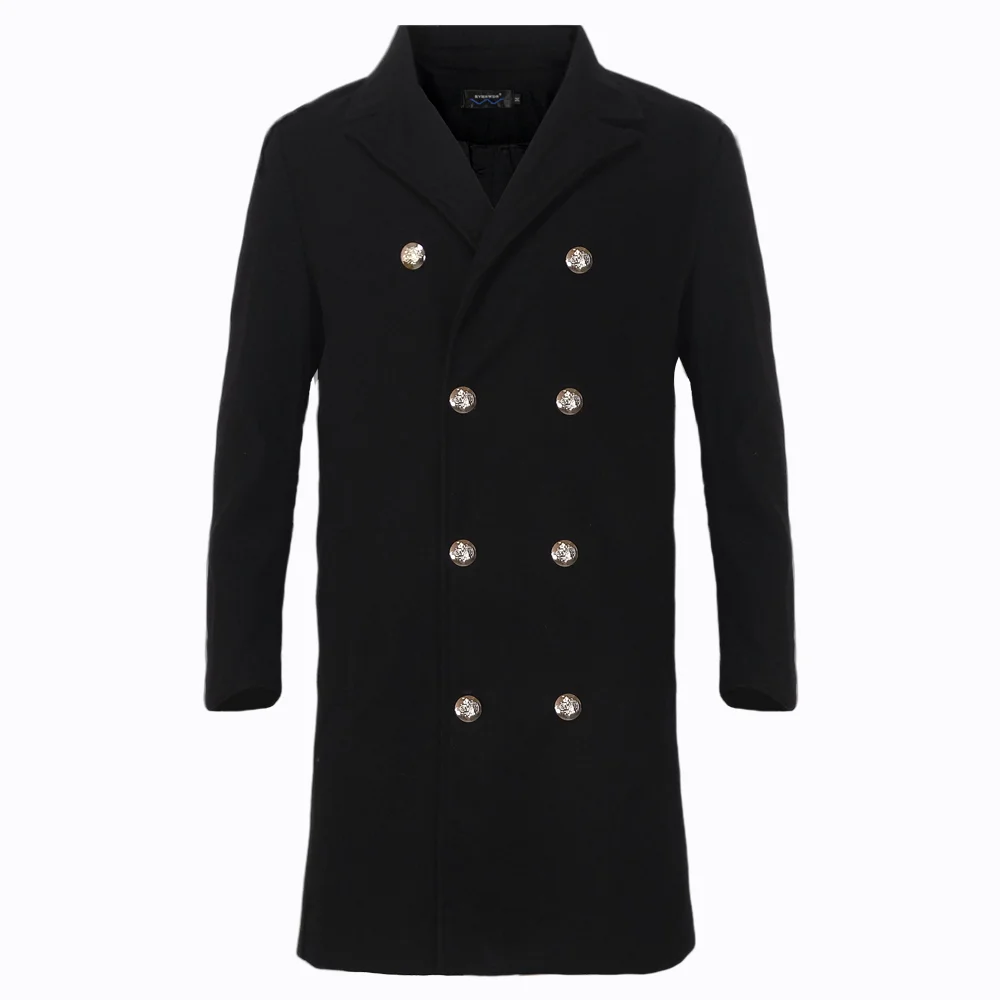 European and American Men's Jackets Casual Lapel Loose Trench Clothing Double Breasted Elegant Male Windbreaker For Winter