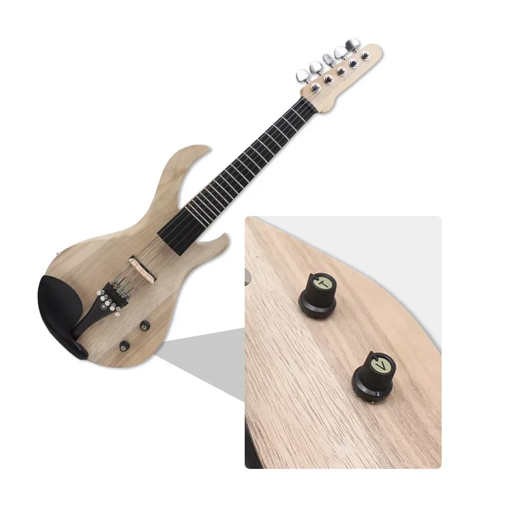 5 String Fret Electric Violin 4/4 Flame Guitar Shape Handmade Solid Wood Powerful Sound with Bag Bow Hardware for Student