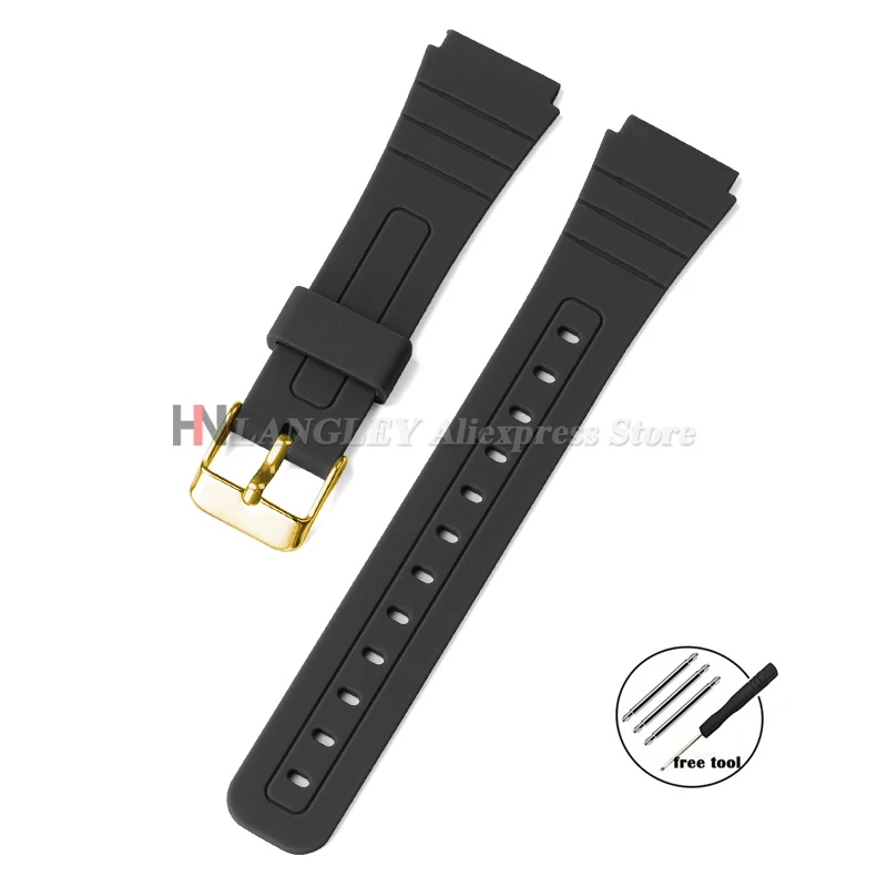 Premium Black 18mm Silicone Rubber Watch Strap - Soft and Durable Men's Bracelet