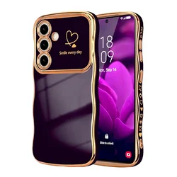 Wave Heart Shape Soft Phone Case - Stylish Protective Cover - Samsung A36 (Dark Purple)