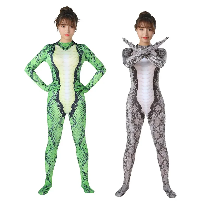 

Kids Adults Halloween Costume 3D Viper Skin Cosplay Costume Jumpsuit Polyester Zenti Bodysuit Carnival Party Jumpsuit Women Girl