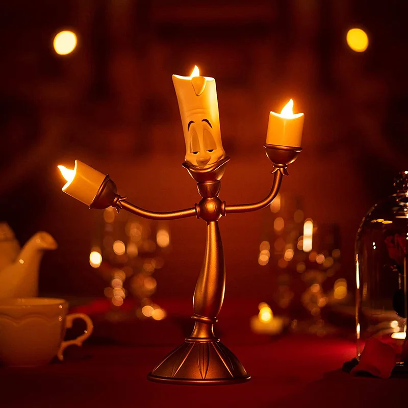 Disney Beauty And The Beast Lumiere Light-Up Candeliere Lumiere Candle Cogsworth Action Figure Toys Home Room Decoration Gifts