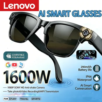 Occhiali Intelligenti Lenovo con Fotocamera AI 800MP, Multifunzione, Fotocromatici, Chiamate Bluetooth, Foto, Video, Musica, Traduzione, Novità