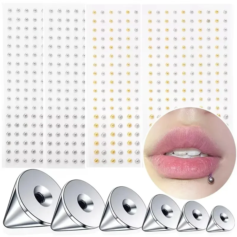 180pcs Non Piercing Lip Nails Sticker Selfadhesive Waterproof Reusable Fake Lip Nail Eyebrow Nose Ring Body Belly Button Jewelry