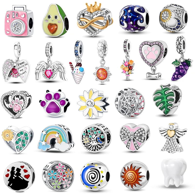 

Женские серебряные подвески в виде сердца, солнца, звезды и Луны, волшебные бусины подходят для оригинального браслета Пандоры, ювелирные изделия «сделай сам», праздничный подарок