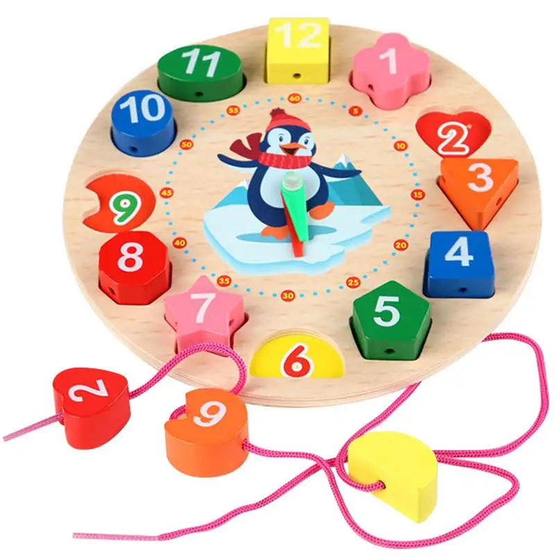 

Clock Wooden Toy Wooden Shape Sorting Clock Color Montessori Educational Learning Wooden Clock Puzzles Cognitive Matching And