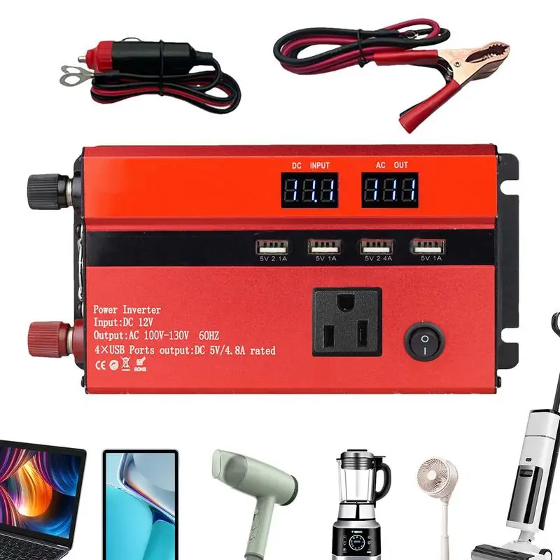 

Car Power Inverter DC 12V To AC 110V Converter 3000W Power Inverters For Vehicles Fast Charging Car Adapter With Multiple