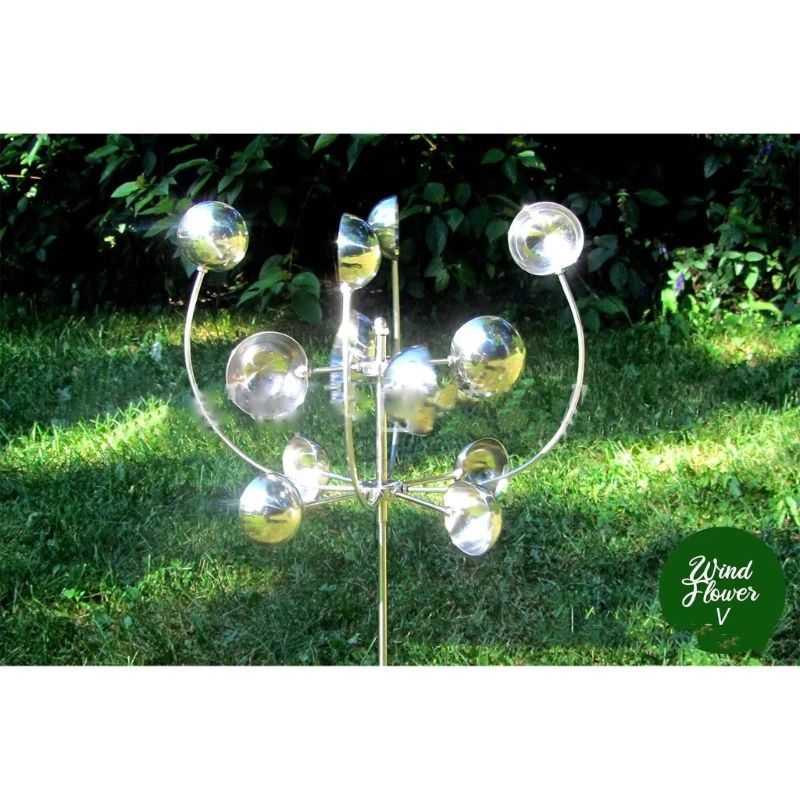 Metal Wind Spinner Garden  Rotating Windmill with Stake Outdoor Yard Sculpture Decoration Garden Lawn Windmill 4