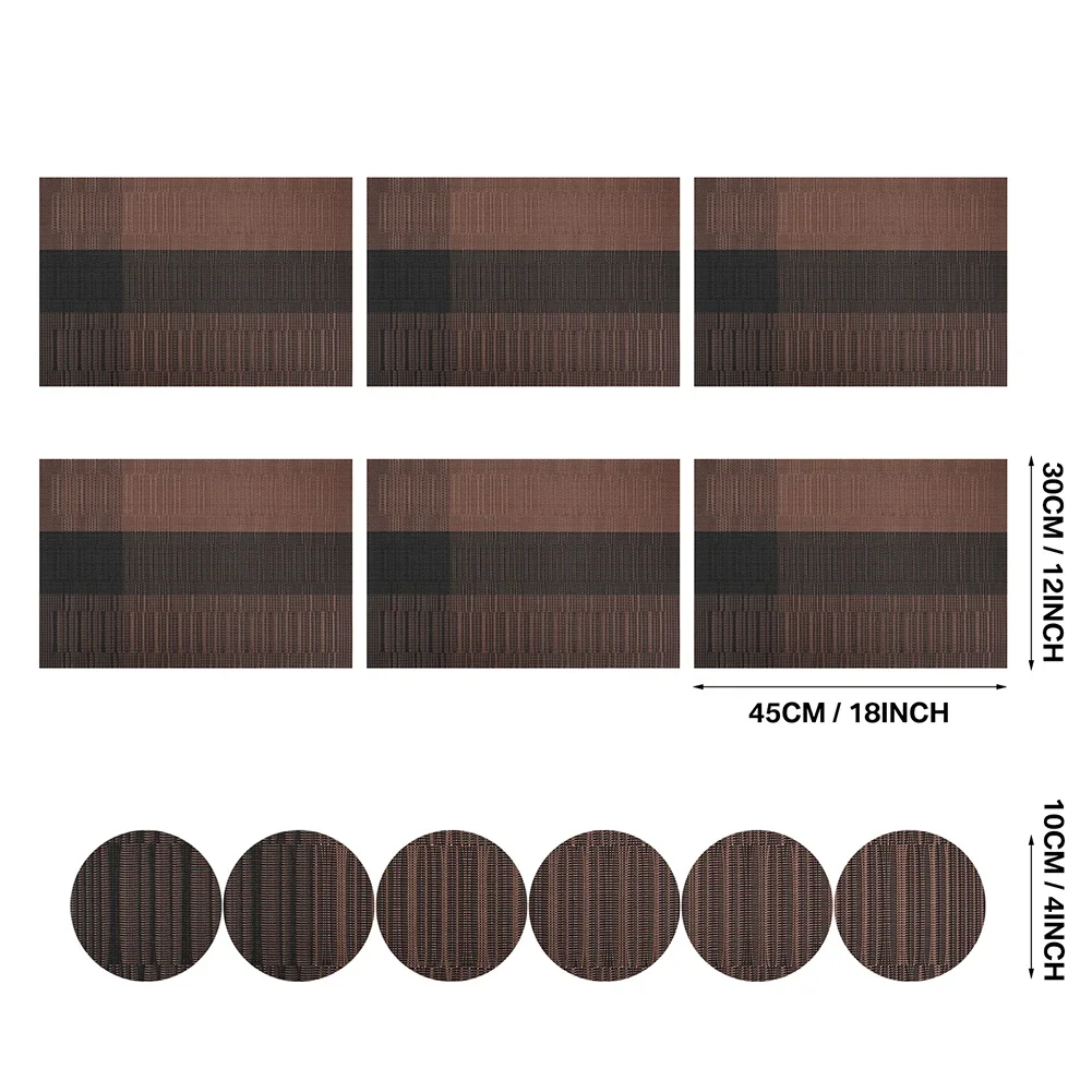 Woven Vinyl Placemats Set Place Mats Crossweave Non-Slip Washable Table Mats for Dining Table Kitchen Reataurant Decor Coasters