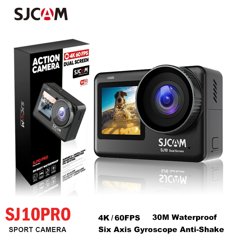 SJCAM SJ10 Pro Cámara de acción de doble pantalla 4K 2,33 "cámara con pantalla táctil impermeable 5G WiFi visión nocturna vídeo HDR activo deportes DV