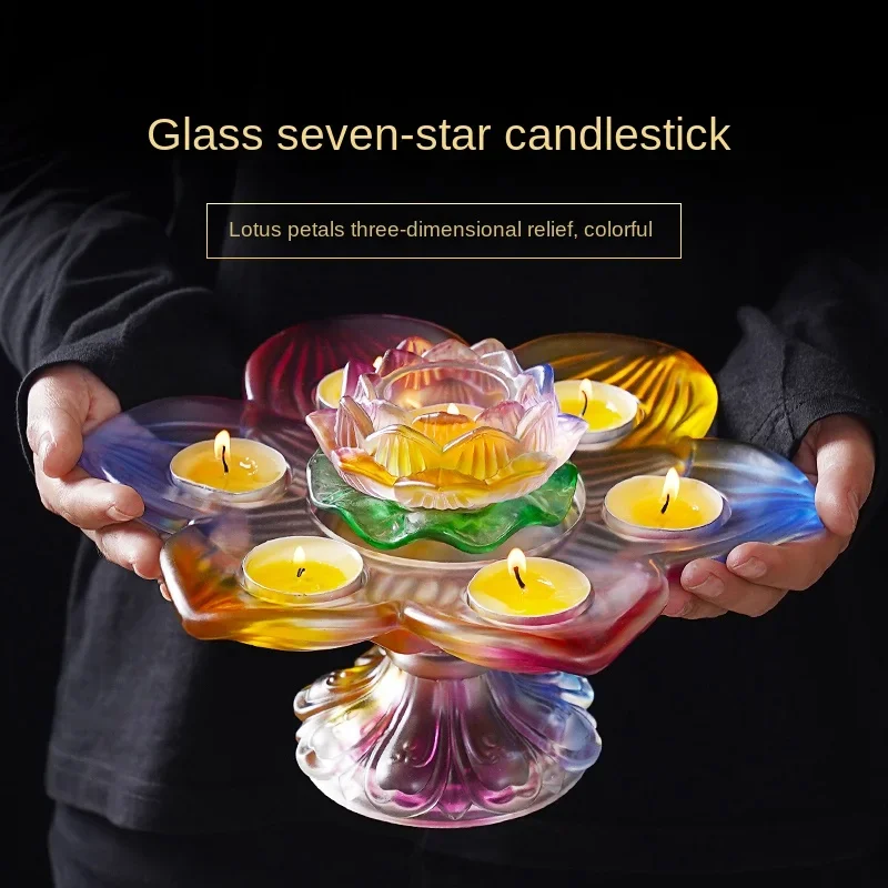 

Стеклянный подсвечник в виде лотоса семь звезд