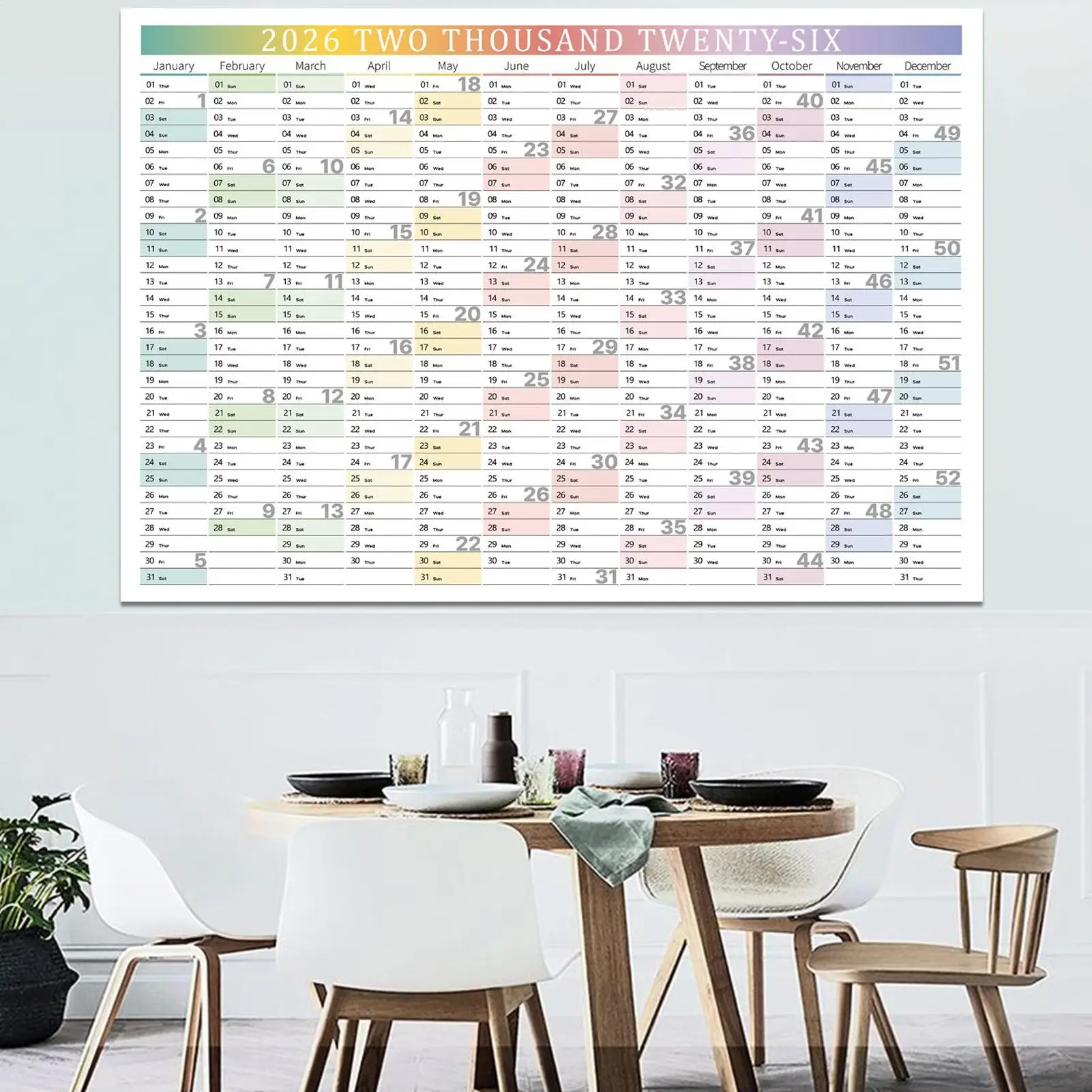 2026 Calendar 12 Month Year Weekly Smooth Writing Schedule 2026 Wall Calendar 12 Month Planner For Home Office School Classroom