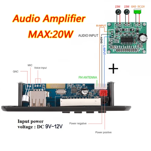 KEBIDU MP3 WMA 디코더 보드 오디오 모듈, USB TF 라디오, 블루투스 5.0, 무선 음악 자동차 MP3 플레이어, 원격 제어, 9V, 12V 4