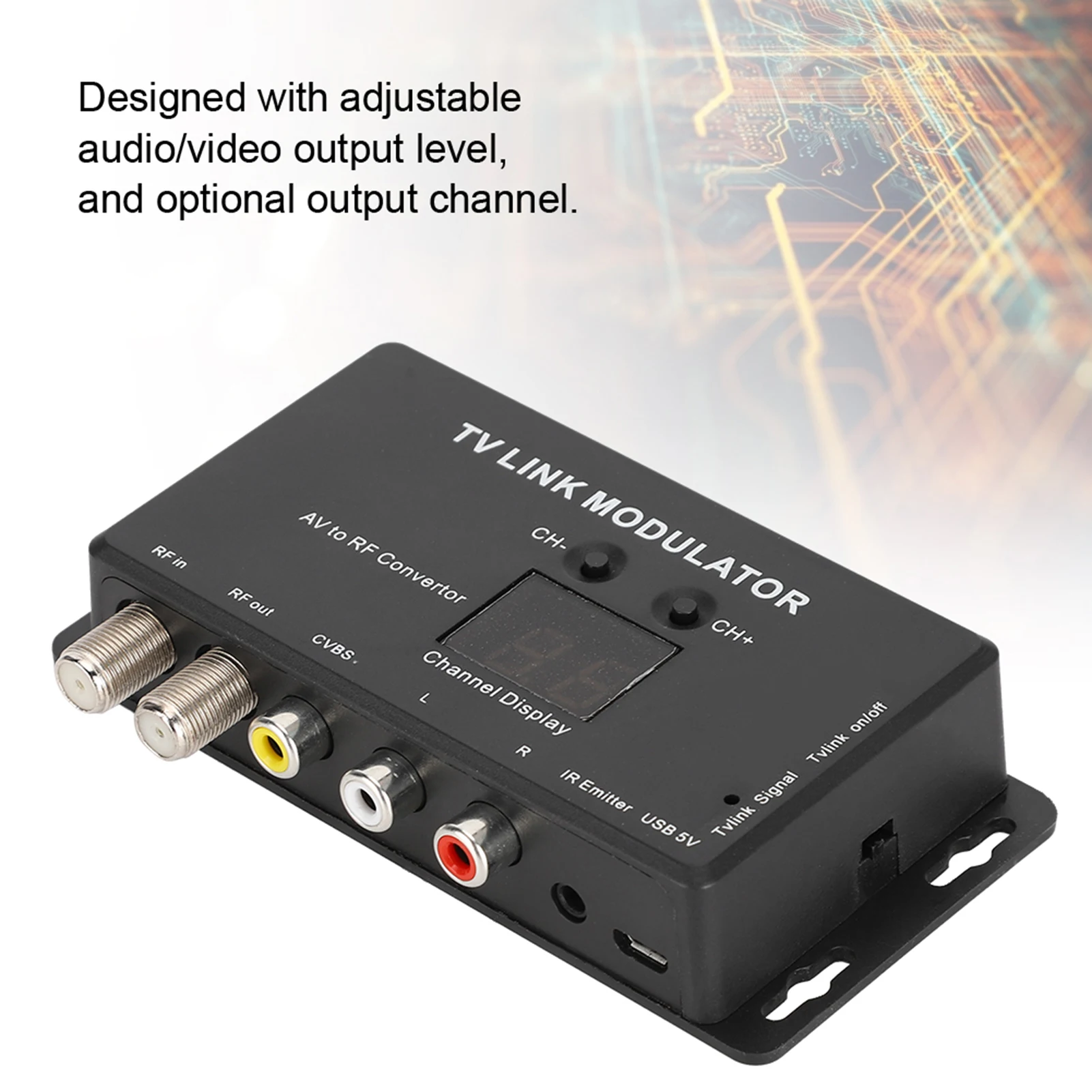 TM70 UHF TV LINK Modulator AV to RF Converter IR Extender Channel Display USB 5V
