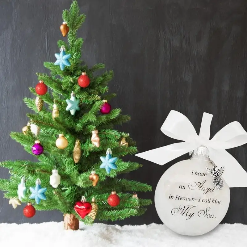 

Christmas In Heaven Ornament Feather Ball Angel In Heaven Memorial Ornament Xmas Tree Hanging Christmas Home Decoration Pendant