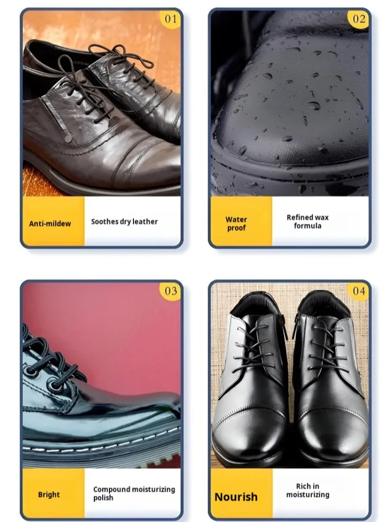 Black Shoe Polish Care Oil Lanolin Leather Shoe Polish Care Cleaning Wipes Brown Men's Wax