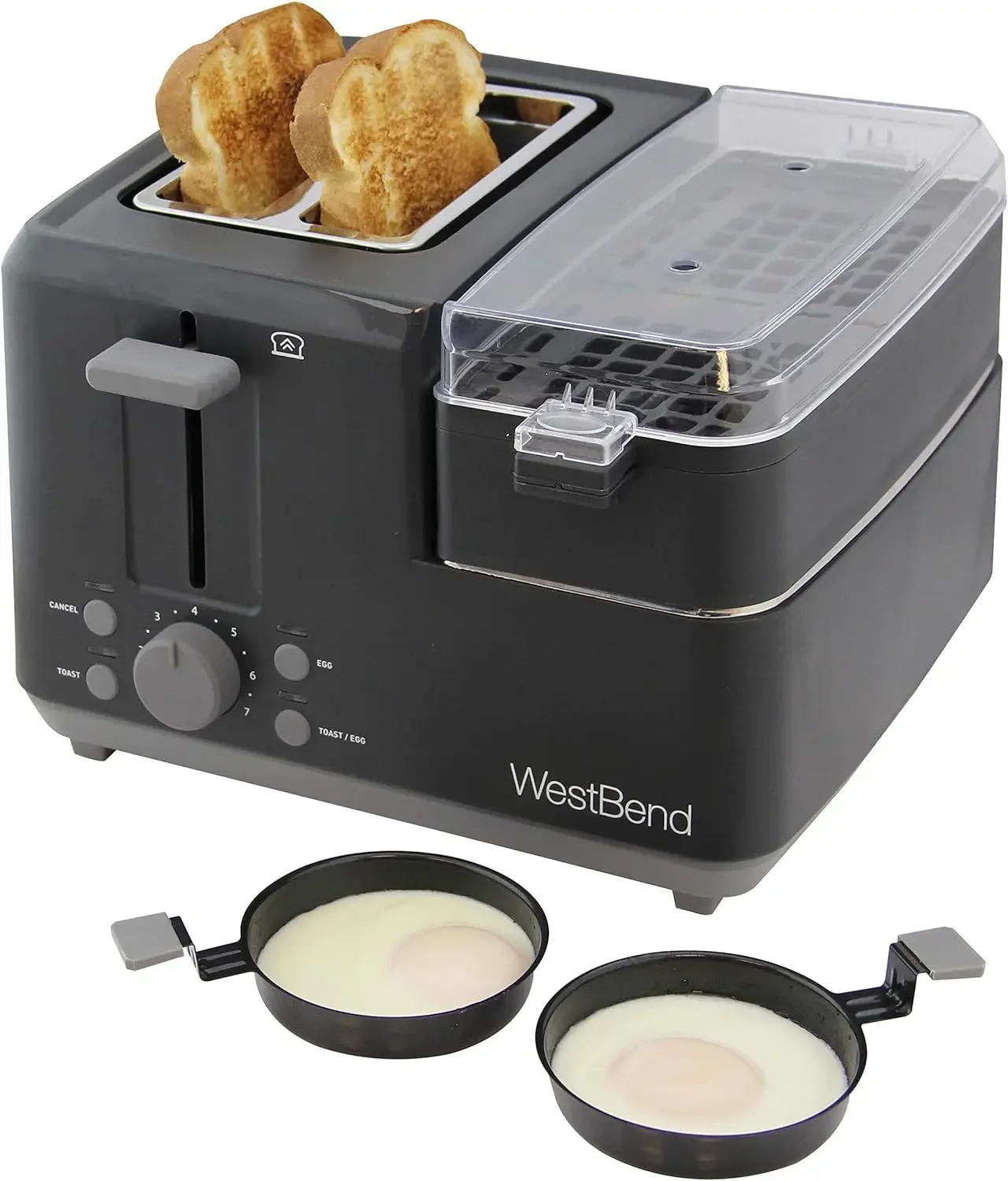 NEW 78500 Breakfast Station, 2-Slice Toaster with Removable Meat and Vegetable Warming Tray and Egg Cooker/Poacher, Black 4