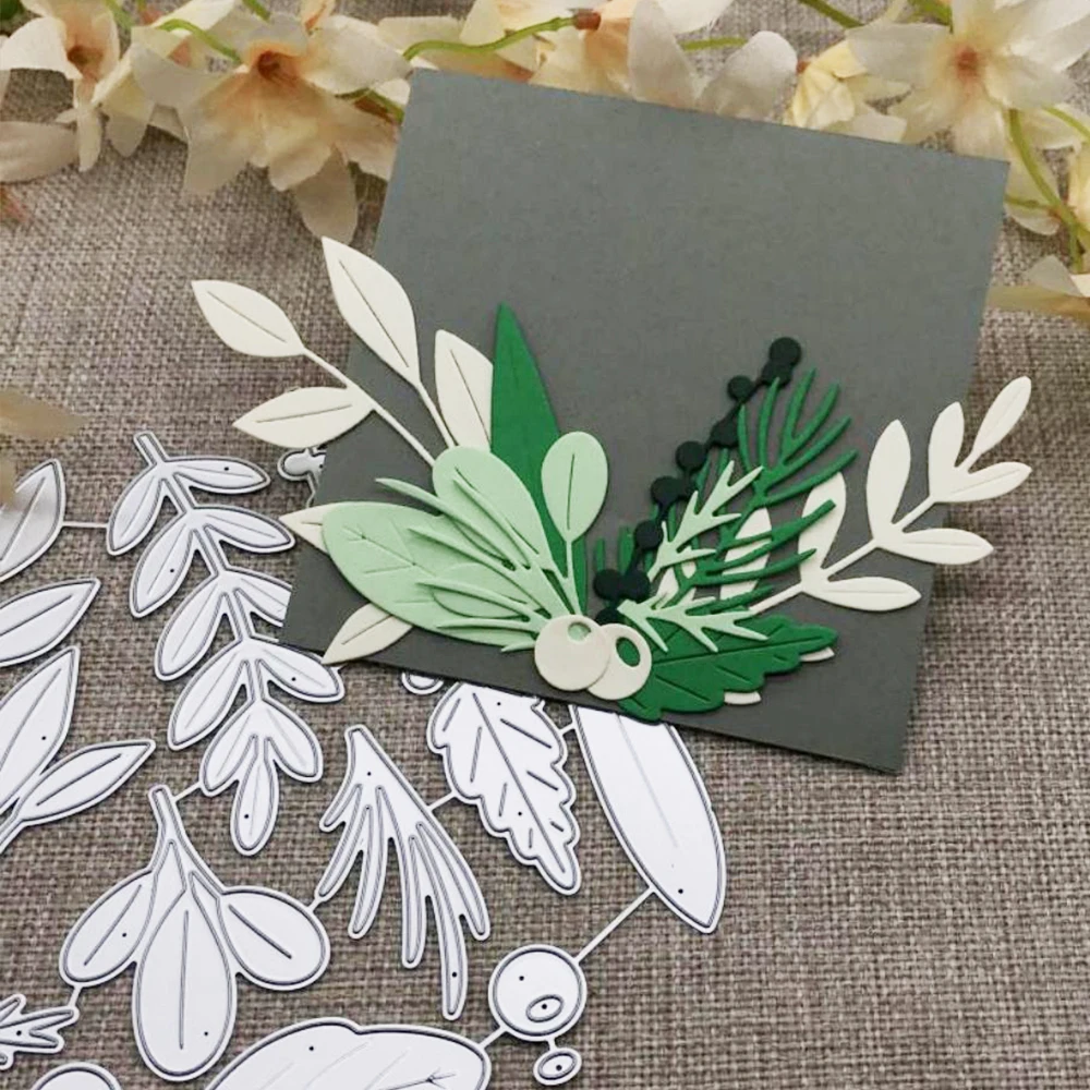 Weihnachten Zweige Blatt Metall Stanzformen Schablonen gestanzt für DIY Scrapbooking Album Papier Karte Prägung