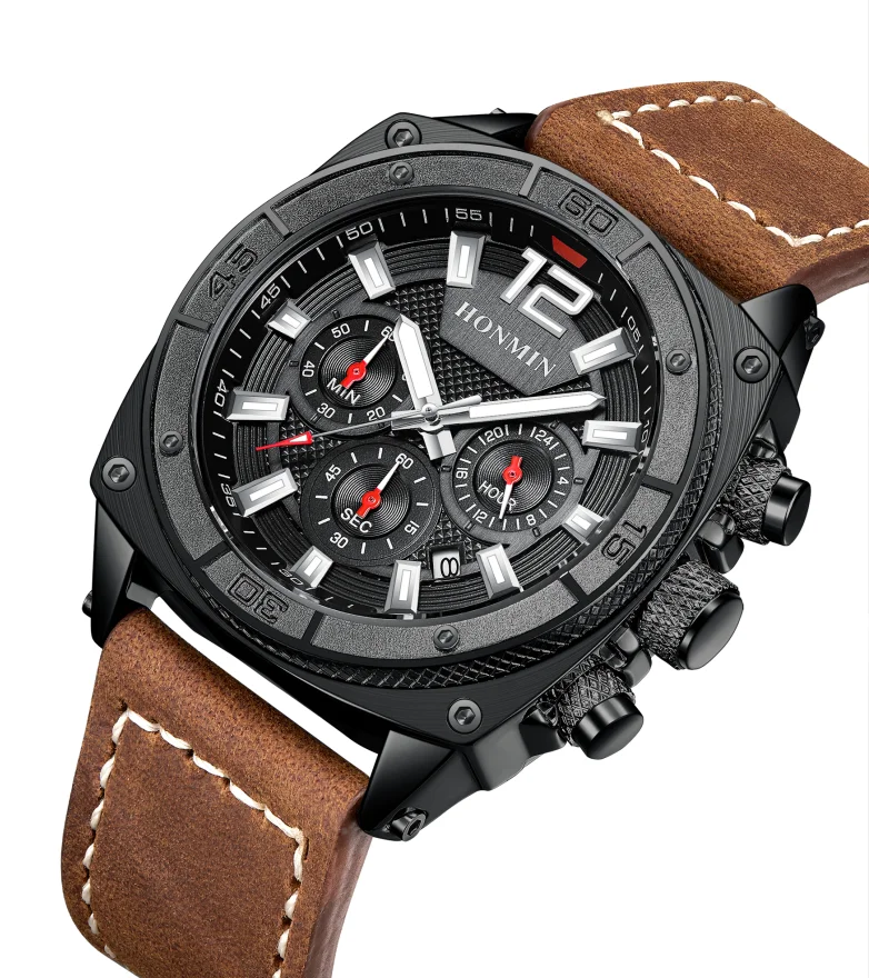 

Multifunctional Business Men's Sports Fashion Wristwatch Casual Waterproof Leather Strap Luminous Pointer Date Watches For Men