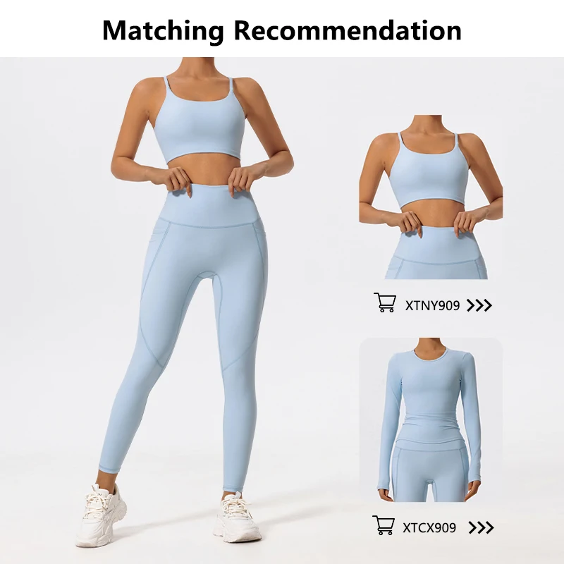 Hearuisavy Ultra-Soft Fabrics High Waist Gym Leggings Quick-Dry Pockets Yoga Pants Workout Pants Push Up Sports Tights Women - תמונה 4