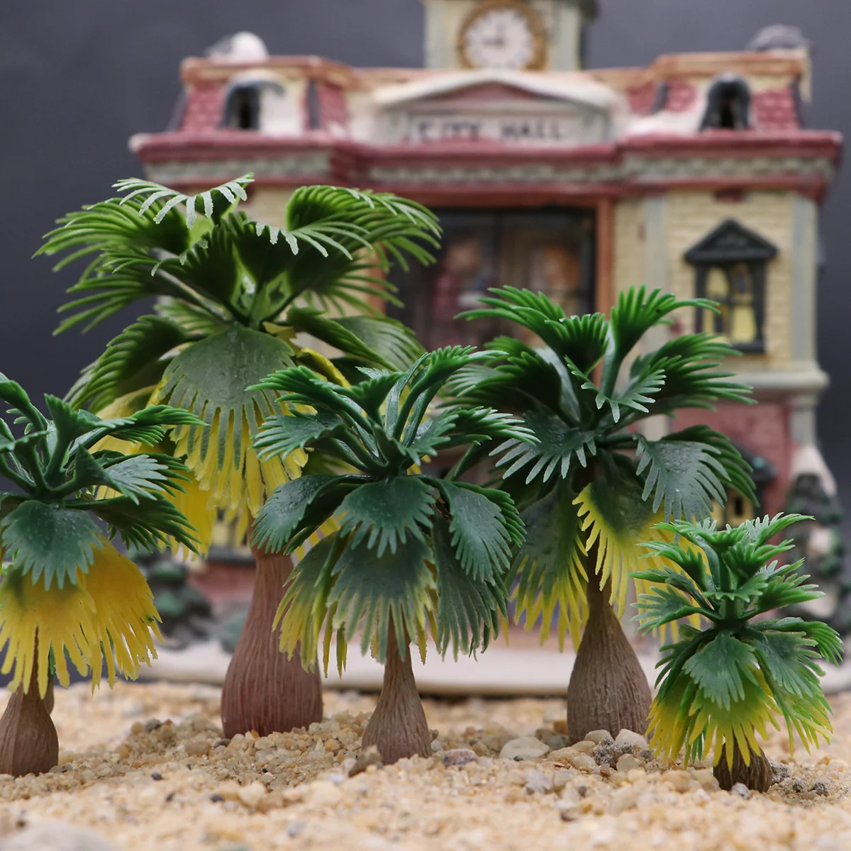 

Model Train Palm Trees Tropical Forest Landscape Train Railroad Architecture Diorama Tree Decor Artificial Plant Accessory