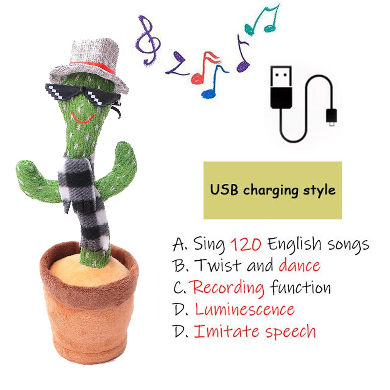 2022 Dancing Cactus Speak Electronic Plush Toys Twisting Singing Dancer Talking Novelty Funny Music Christmas Gifts Bluetooth 