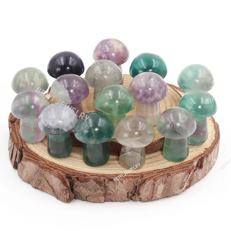 

5pcs/set Natural Stones Carved Fluorit Mushroom Crystal Statue Reiki Healing Gemstone Home Decor Gift Hand Play Jewelry