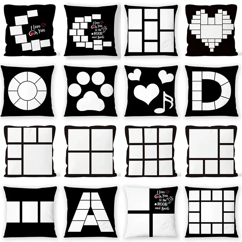 

Office Living Room Home Pillowcase Fashion Black and White Cat Paw Pillowcase Car Ornaments