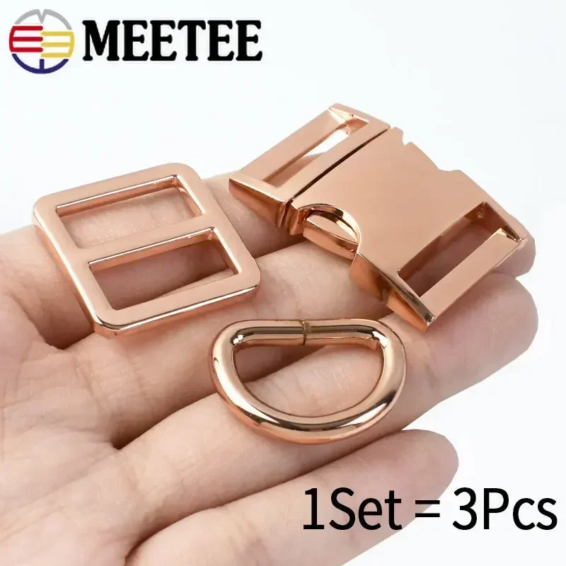 Meetee 가방 스트랩 버클 금속 퀵 릴리스 버클 D 링 트라이 글라이드 조절기 걸쇠 배낭 벨트, 개 후크 액세서리, 15-38mm
