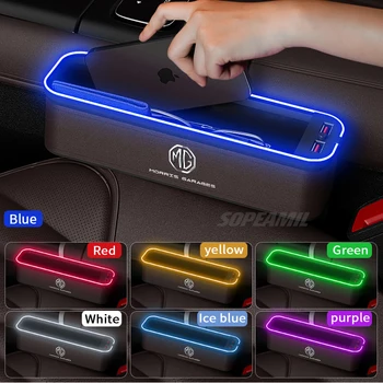 Car Seat Crevice Storage Box USB Charging Seat Gap Slot Mood lamp For MG ZS HS ES5 MG4 EV Electric S5 EV MG3 MG5 MG6 MG7 ONE EZS 1