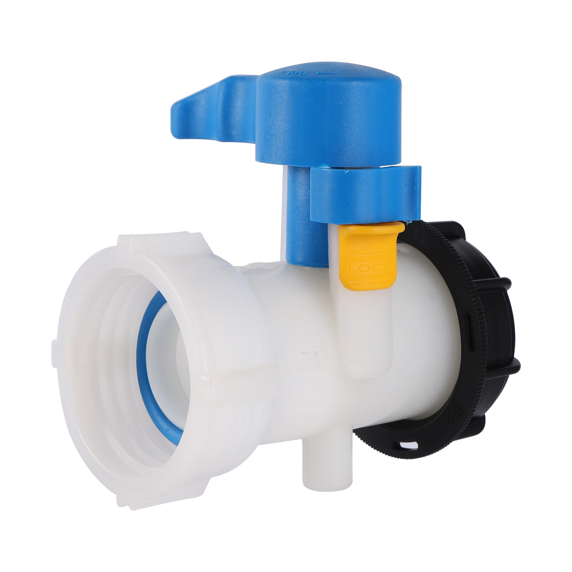 Plastic DN40/DN50/DN80 Active/Integrated Garden Butterfly Valve For IBC Water Tank Container 1000L Switch IBC Tank Adapter
