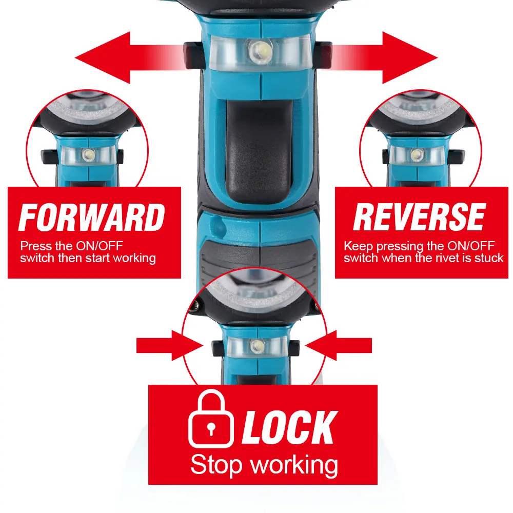 20000N Brushless Electric Rivet Gun 720W 2.4-5.0mm Cordless Rivet Nut Gun Drill Insert Auto Riveting Tool For Makita 18V Battery 4