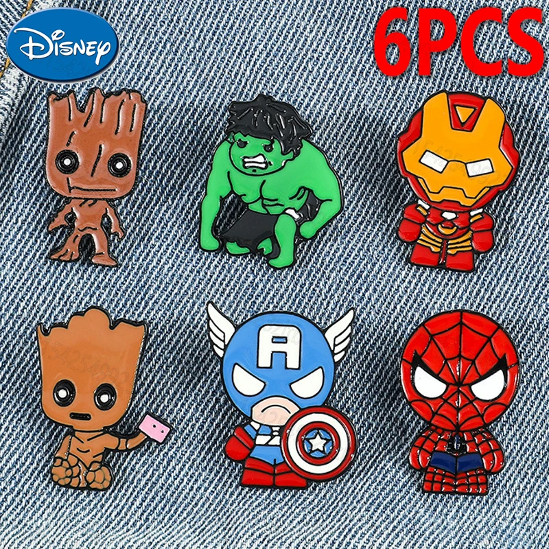 

1 Set Creative Marvel Enamel Pins Superhero Metal Badge Spiderman Captain America Groot Hulk Iron Man Brooches Fashion Jewelry