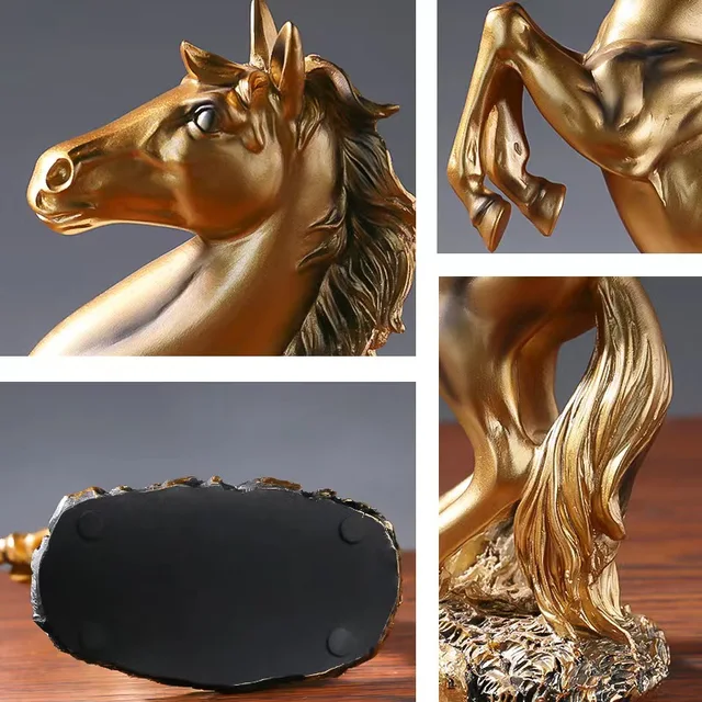 Statue de cheval de la victoire en résine, figurine animale décorative pour le salon, l'armoire et le bureau, style européen 5