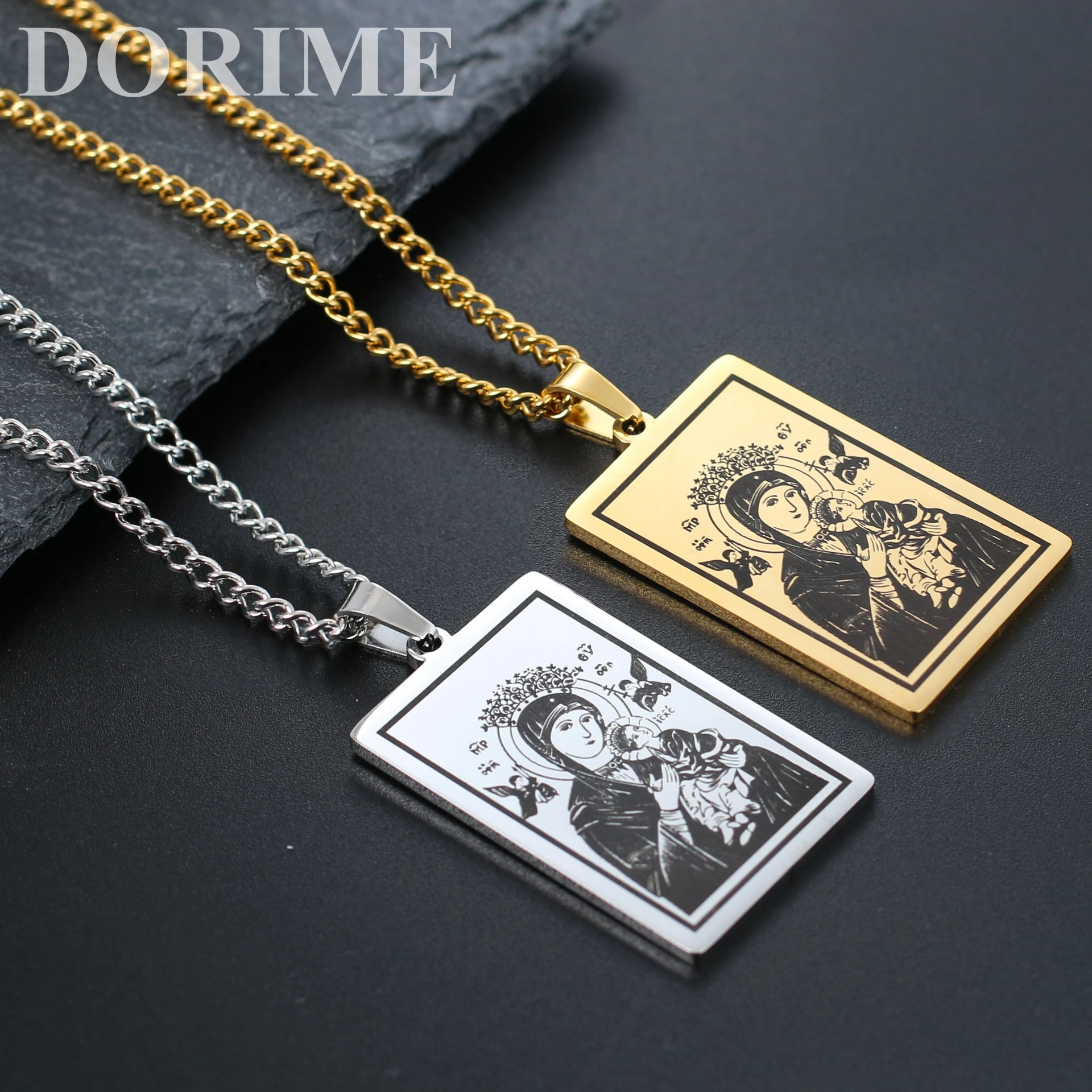 DOREMI Collier ожерелье Gold Plated Virgin Mary Necklace Stainless Steel Jewelry Engraved Letters Name Necklace For Women Gift ожерелье для белоснежки