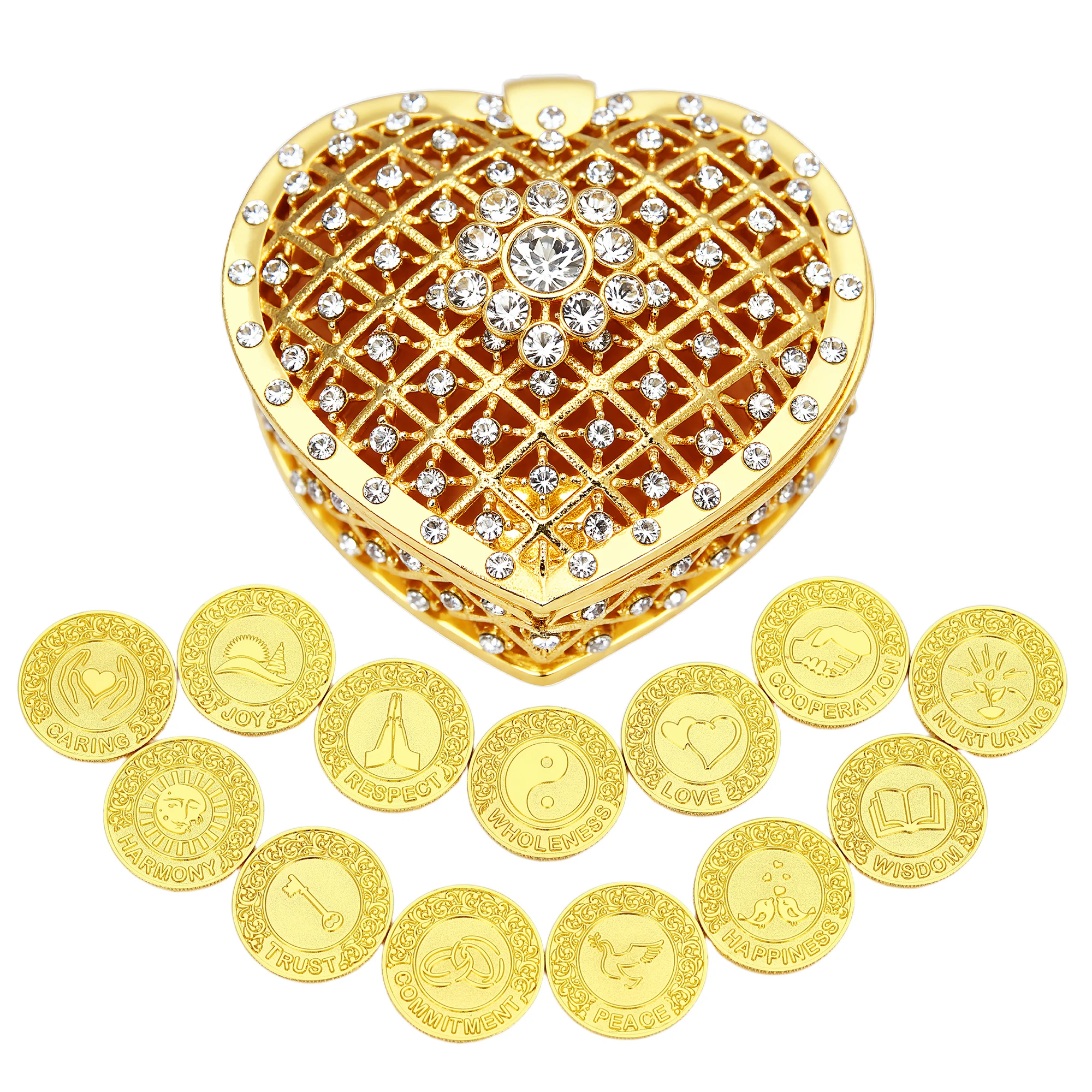 Juego De 13 monedas De unidad De Arras De boda con palabras en inglés con  caja en forma De corazón, Arras De Boda Catolica para ceremonia De boda -  AliExpress, image size:2000x2000