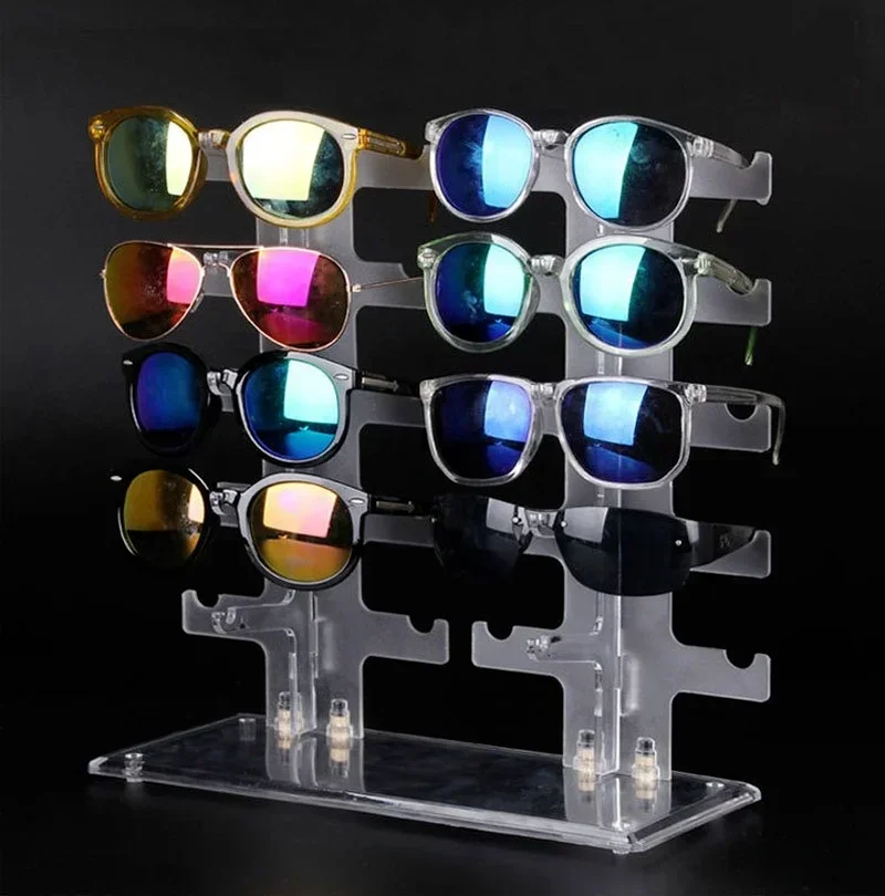 Two Row Sunglasses Rack 10 Pairs Glasses Holder Display Stand Transparent R9JE 4