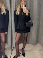 Manteaux Élégants à Volants pour Femmes, Vestes Creuses à Col en V et Manches Longues avec Ceinture, Collection Printemps-Été 2026, Manteau Tendance pour Femme 5