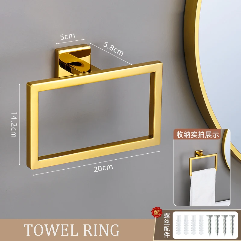Description Picture 6 of itemPolished Golden Bathroom Hardware Set Accessories Hook Towel Bar Toilet Paper Holder Towel Ring Bath Towel Holder Bathroom Kit